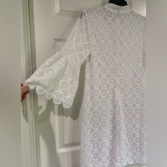 Lilly Pulitzer White Stretch Lace V-neck 3/4 Sleeve Shift Dress Size 4 Bridal - Picture 10 of 14